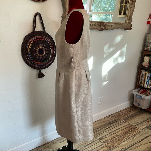 Tahari Arthur S. Levine Dressy Dress! NWT Gorgeous Muted Gold! Size 14 - Picture 6 of 11